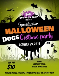 Green Halloween Dogs Party  Flyer Template Pamflet (Letter AS)