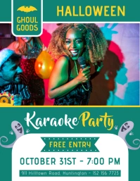 Green Halloween Karaoke Party Poster Pamflet (VSA Brief) template