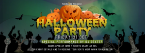 Green Halloween Party Facebook Cover Photo template