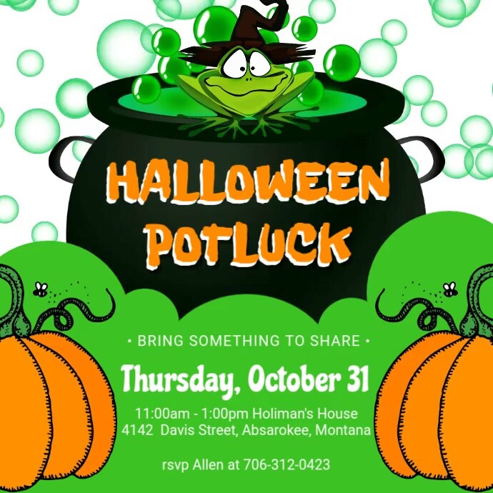 Green Halloween Potluck Invitation Video Template PosterMyWall