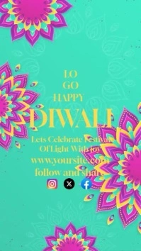 Green Happy Diwali Social Media Template Digital Display (9:16)