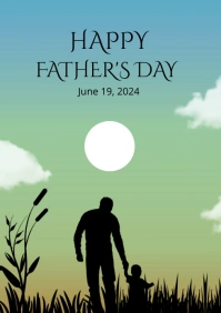 Green  Happy Father Day A4 template