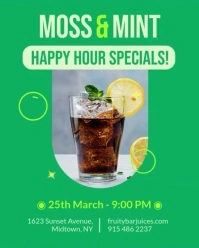 Green Happy Hour Video Poster Instagram Portrait template