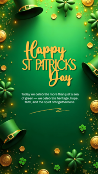 Green Happy Saint Patrick's Day Digital Display (9:16) template
