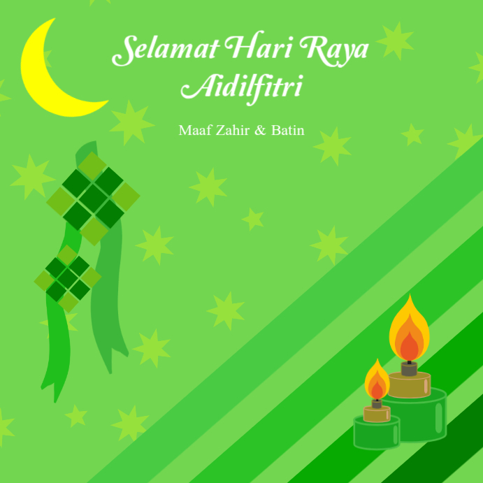 Green Hari Raya Aidilfitri Celebration Instagram Post Template ...