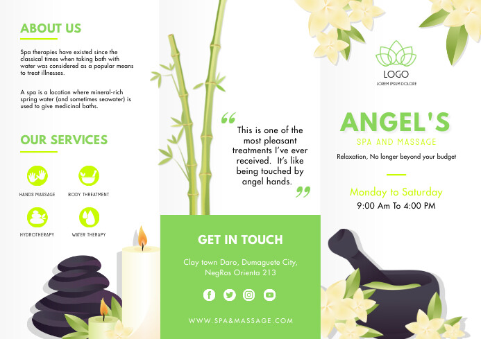 Green Herbal Spa Brochure Template Postermywall