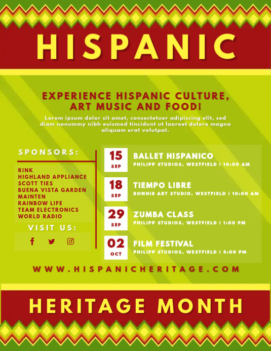 Green Hispanic Heritage Month Flyer Template PosterMyWall