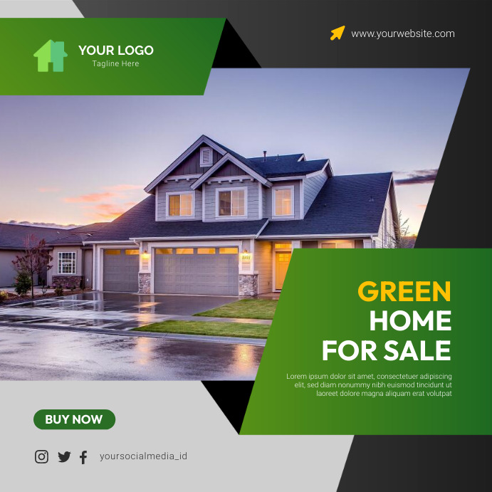 Green Home For Sale Poster Template PosterMyWall