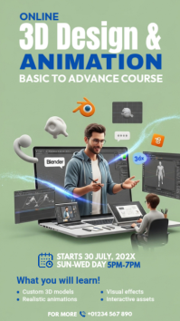 Green Illustrative 3d Design Lessons Instagram Story template