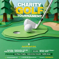 Green Charity Golf Tournament Сообщение Instagram Template