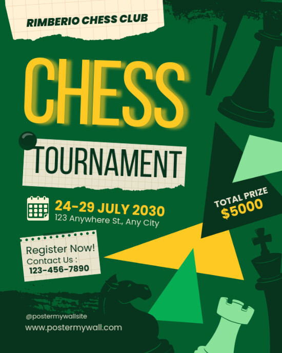 Green Illustrative Chess Tournament Instagram Portrait template
