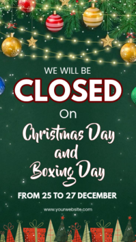 Green Illustrative Closed On Christmas Holidays Instagram Story template