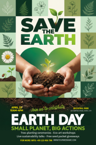 Green Illustrative Earth Day Celebration Poster Plakat template