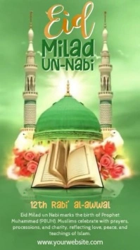 Green Illustrative Eid E-milad-un Nabi Instagram Story template