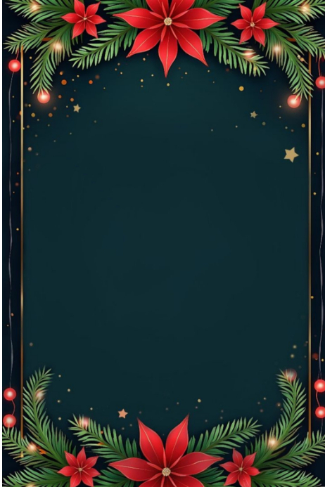 Green Illustrative Elegant Christmas Poinsettia Frame Poster Template ...