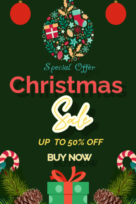 Green Illustrative Green Christmas Sale Pinterest Graphic template