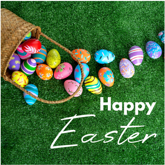 Green Illustrative Happy Easter  Instagram Post template