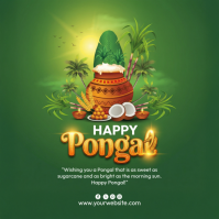 Green Illustrative Happy Pongal Square (1:1) template