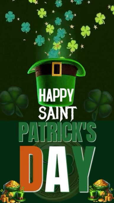 Green Illustrative Happy Saint Patrick's Day Video Template Instagram Reel