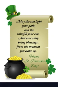 Green Illustrative Happy St Patrick's Day Irish Blessing  Pinterest Graphic template