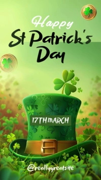 Green Illustrative Happy St Patrick's Day Template Instagram Story