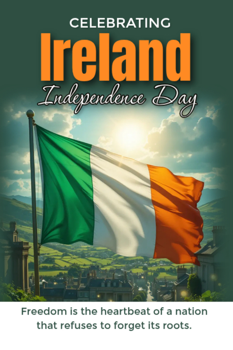 Plantilla de Green Illustrative Ireland Independence Day Poster ...