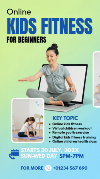 Green Illustrative Kids Fitness Instagram Story template