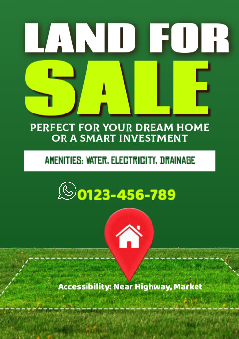 Green Illustrative Land For Sale A2 template