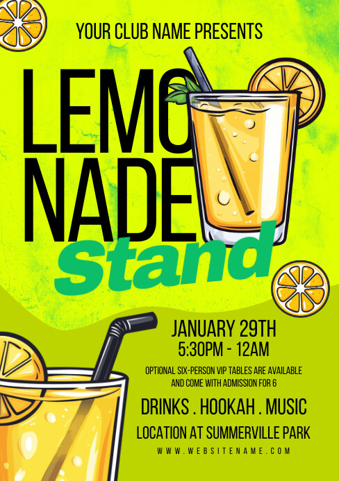 Lemonade Design Ad Green Illustrative Lemonade A5 Template | PosterMyWall