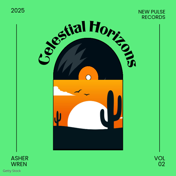 Green Illustrative Music Album Cover Pochette d'album template