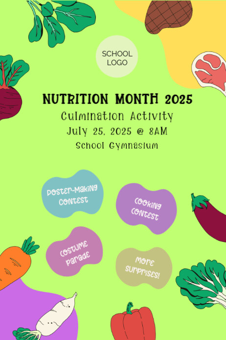 Nutrition Program Poster Green Illustrative Nutrition Month Poster Template | PosterMyWall