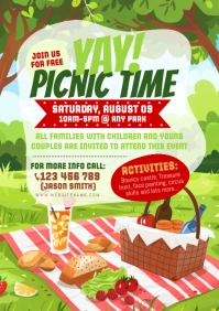 Green Illustrative Picnic A5 template