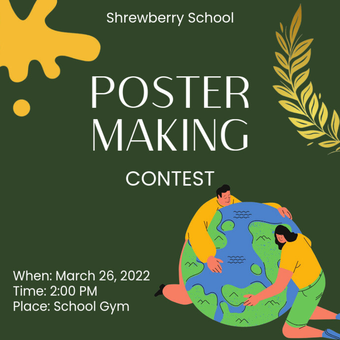Green Illustrative Poster Making Announcement For Earth Day Instagram Post template