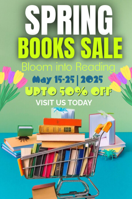 Copy of Green Illustrative Spring Books Sale Poster | PosterMyWall