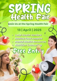 Green Illustrative Spring Health Fair A1 template