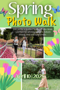 Green Illustrative Spring Photo Walk Poster template