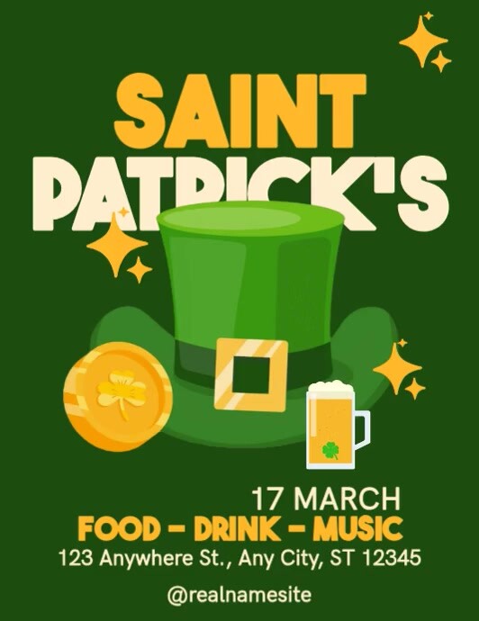 Green Illustrative St. Patrick's Day Celebration Flyer (us Letter) template