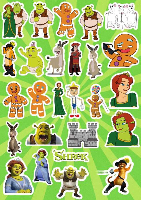 Copy of Green Illustrative Stickers Decorativo De Shrek A4 | PosterMyWall