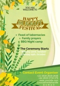 Green Illustrative Sukkot Flyer A4 template