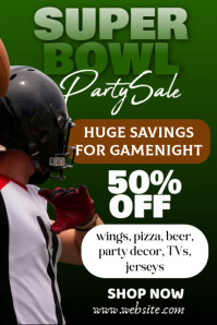 Green Green Illustrative Super Bowl Party Poster Poster Template