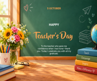 Turquoise Teacher's Day Mellemstort rektangel Template