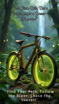 Green Illustrative The Image Features A Beautifully Designed Eco-friendly Bamboo Bicycle Set In Lush Ikhadi Lebhizinisi template