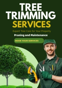 Green Illustrative Tree Trimming Services A1 template