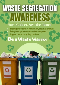 Green Illustrative Waste Segregation Awareness A1 template