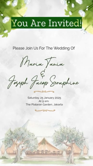 Green Illustrative Wedding Invitation Instagram Story template
