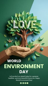 Green Illustrative World Environment Day Instagram Story template
