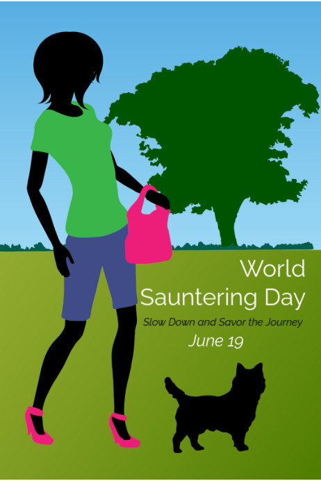 Plantilla de Green Illustrative World Sauntering Day Poster | PosterMyWall