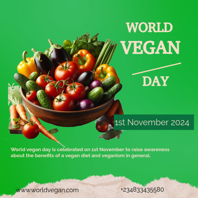 Green Illustrative World Vegan Day  Album Cover 专辑封面 template