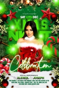 Green Illustrative Xmas Celebration Poster Affiche template