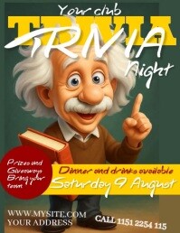 Green Illustrativo Trivia Night Game Quiz Volantino (us Letter) template